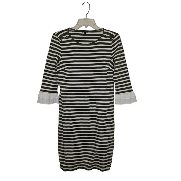 Talbots Dresses & Skirts - Striped Green & White Ruffle‎ Sleeve Dress By Talbots Petites MP
